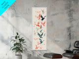 Origami Crane Birds Skinny Art Tall Art Japanese Ukiyo-e Inspired Framed Canvas Print Perfect for Modern Minimalist Spaces