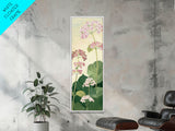 Towering Flower Stalks with Soft Green Leaves against a Pale Background - Skinny Art, Japanese Wall Decor, Framed Canvas Print, Ukiyo-e Style