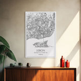 Lisbon Street Map, Portugal Map, City Map Art, Modern Wall Art, Wall Art, Canvas Print, Travel Décor, Above Bed Art, Gift For Couples
