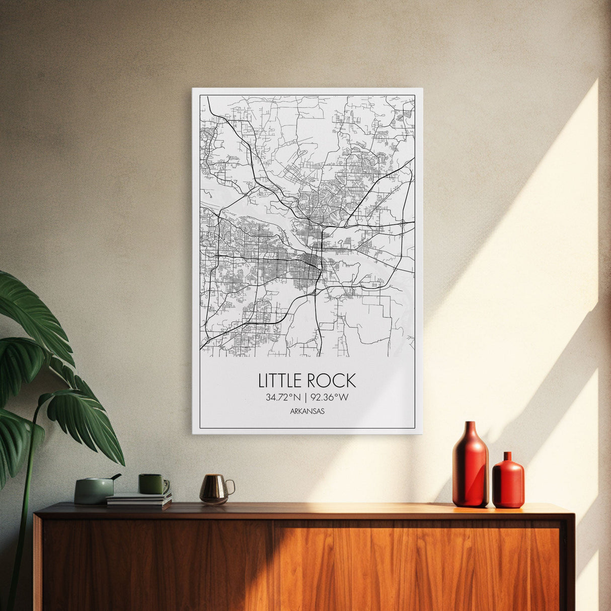 Little Rock Street Map, Arkansas Map, City Map Art, Modern Wall Art, Wall Art, Canvas Print, Travel Lover Gift, Kids Wall Art, Travel Art