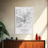 Little Rock Street Map, Arkansas Map, City Map Art, Modern Wall Art, Wall Art, Canvas Print, Travel Lover Gift, Kids Wall Art, Travel Art