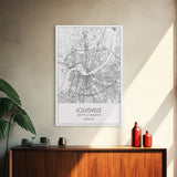 Louisville Street Map, Kentucky Map, City Map Art, Modern Art, Wall Art, Canvas Print, Travel Wall Art, Wall Décor Bedroom, Gifts For Dad