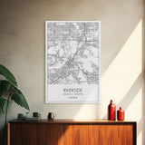 Riverside Street Map, California Map, City Map Art, Minimalist Art, Wall Art, Canvas Print, Unique Wall Décor, Boyfriend Gift, Travel Art