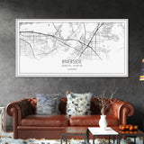 Riverside City Map, California Art, Map Print, Minimalist Wall Art, Wall Art, Canvas Art, Dorm Room Décor, Gift For Husband, Cabin Wall Art