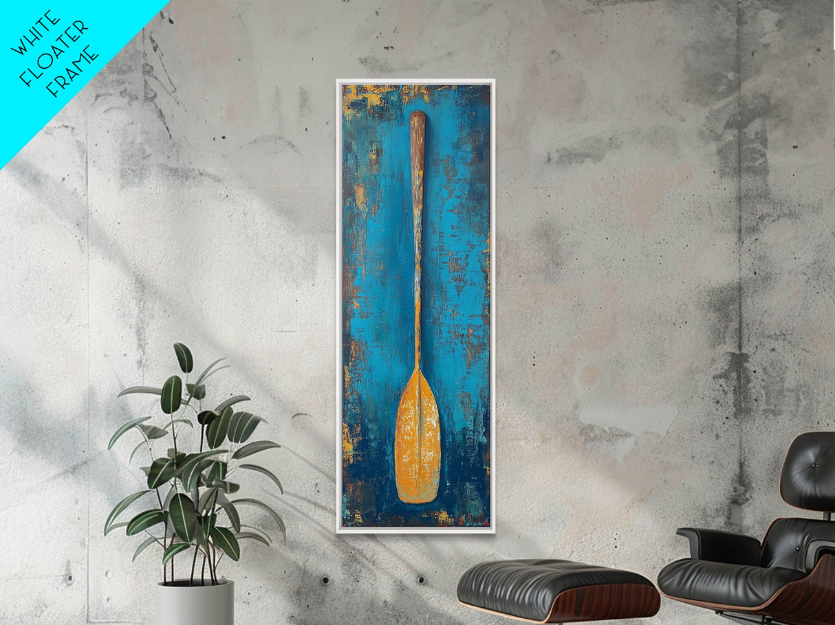 Rustic Oar Art Framed Canvas Print Coastal Decor Nautical Wall Art Tall Narrow Art Lake House Gift Idea Southwest Wall Art