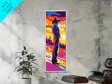 Pop Art Cowboy Framed Canvas Print Colorful Western Wall Art, Chicano Art, Bright Wall Art, Tall Skinny Art, Rustic Decor, Gift Idea