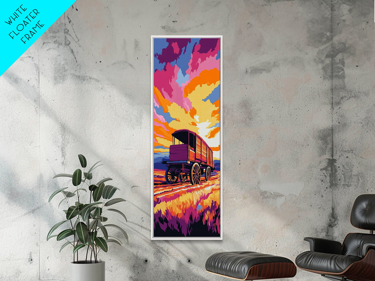 Bold Colorful Wagon Framed Canvas Print Rustic Wall Art Southwest Art Above Sofa Art Farmhouse Decor Moody Art