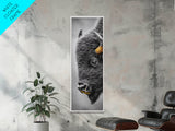 American Bison Close-Up Framed Canvas Print | Rustic Wall Art | Western Decor | Moody Art | Wildlife Painting | Gift Idea | Farmhouse Art