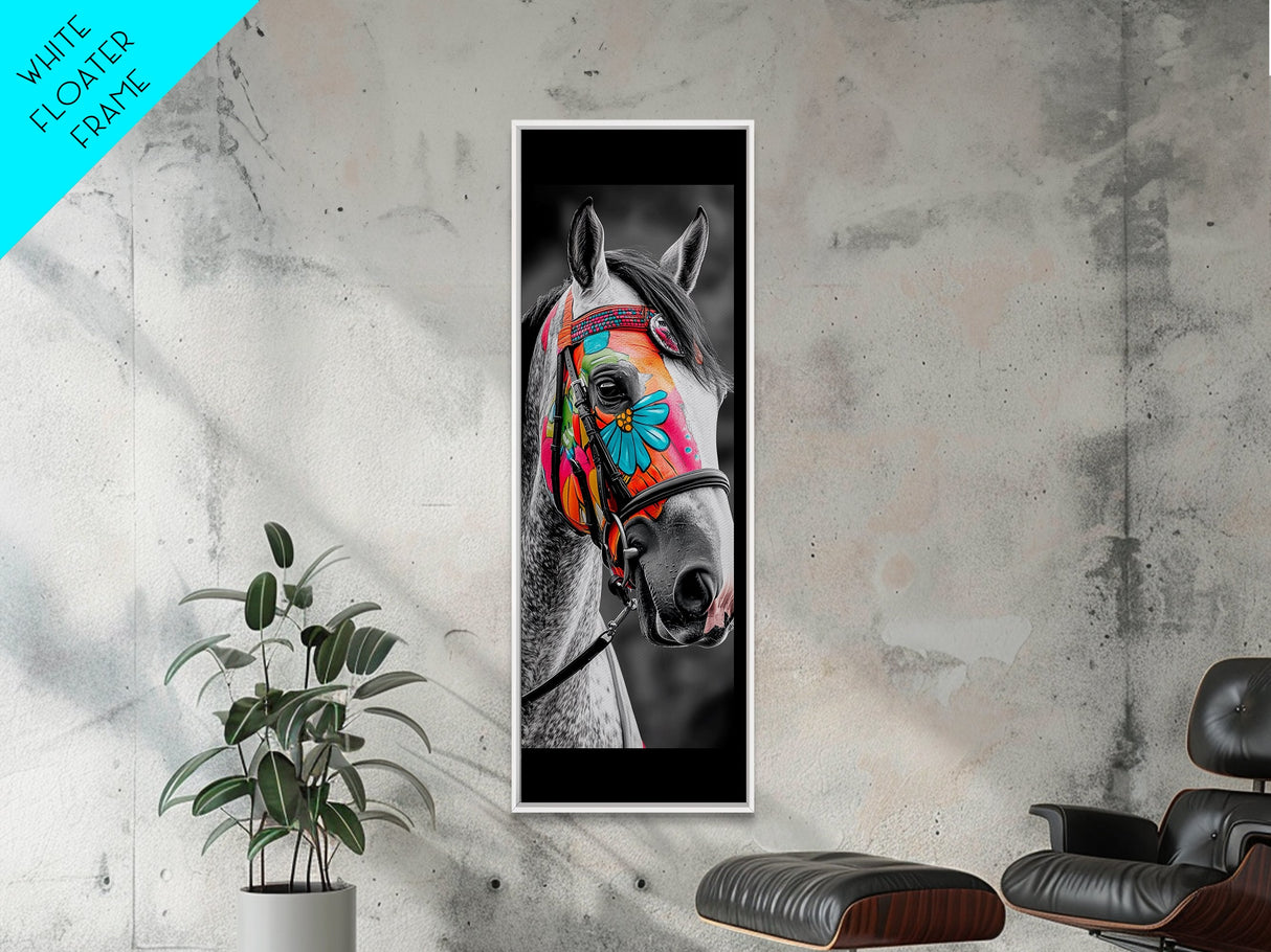 Painted Horse Portrait Framed Canvas Print | Horse Wall Art | Rustic Western Decor | Moody Art | Farmhouse Wall Art | Gift Idea