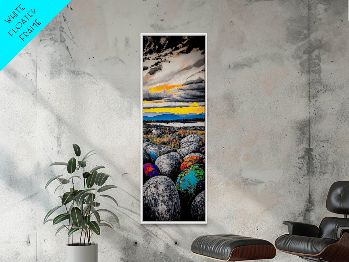 Vibrant Sunset Landscape Framed Canvas Print Joshua Tree Art Lake Tahoe Art Rustic Wall Art Southwest Wall Art Extra Wide Art