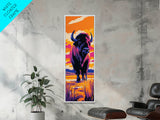 Vibrant Bison Canvas Print Pink Orange Wall Art Southwest Wall Art Rustic Art Tall Narrow Art Gift Idea Him