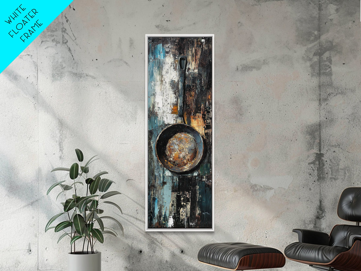 Rustic Frying Pan Art Framed Canvas Print Kitchen Wall Art Food Review Kitchen Art Rustic Decor Moody Art Wabi Sabi Wall Art
