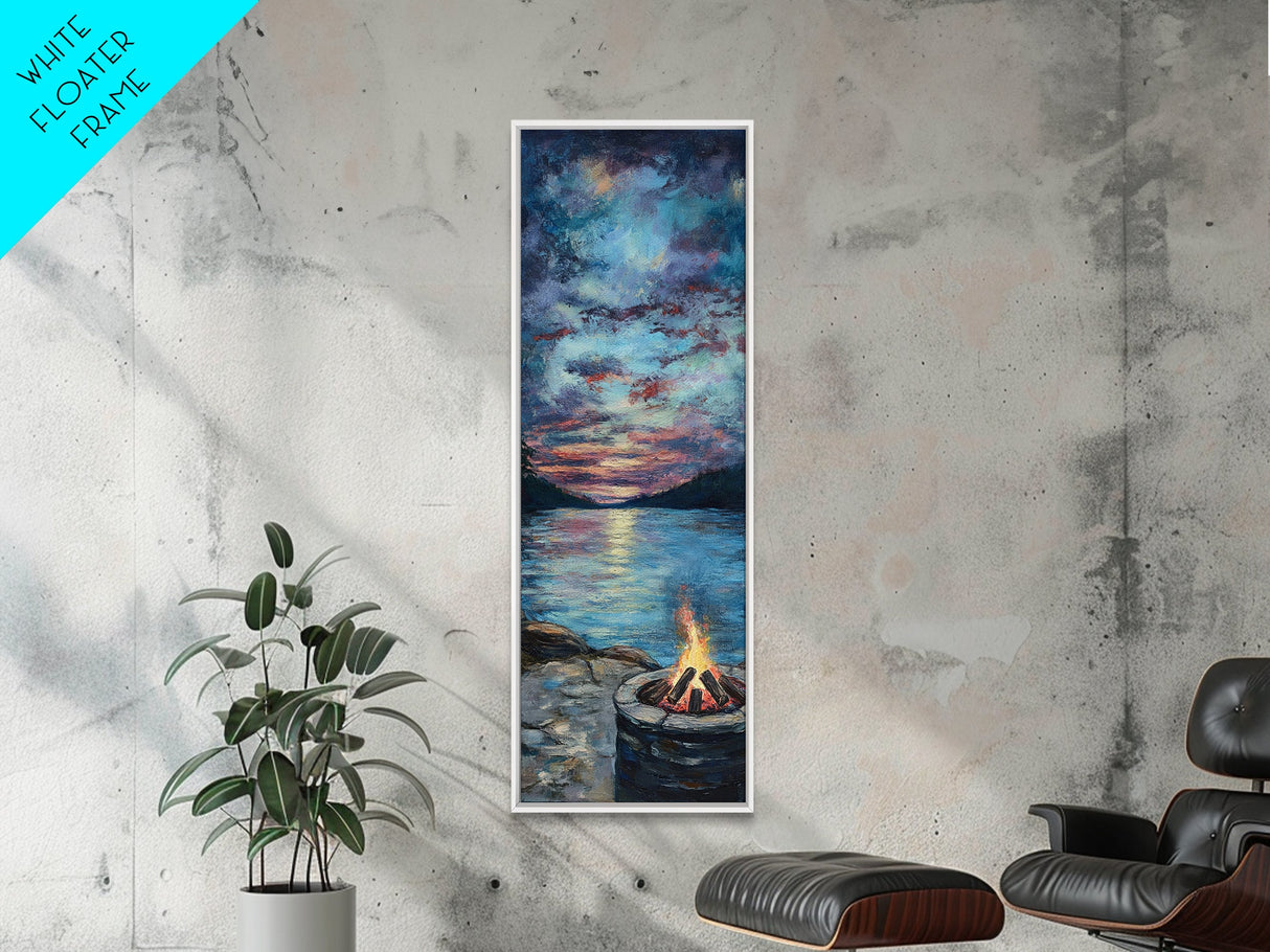 Cozy Campfire Lake View Canvas Print Rustic Wall Art Southwest Art Smoky Mountain Art Nautical Decor Above Couch Wall Art