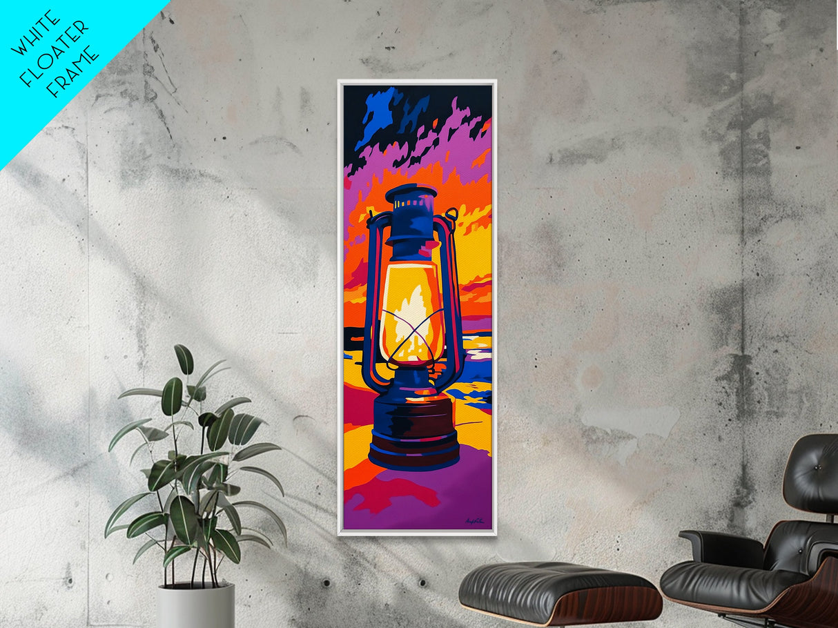 Vibrant Lantern Painting Framed Canvas Print Moody Art Rustic Decor Southwest Wall Art Living Room Art Colorful Wall Art