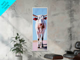 Realistic Longhorn Portrait Framed Canvas Print black cowgirl painting rustic wall art farmhouse decor western art bull and bear art