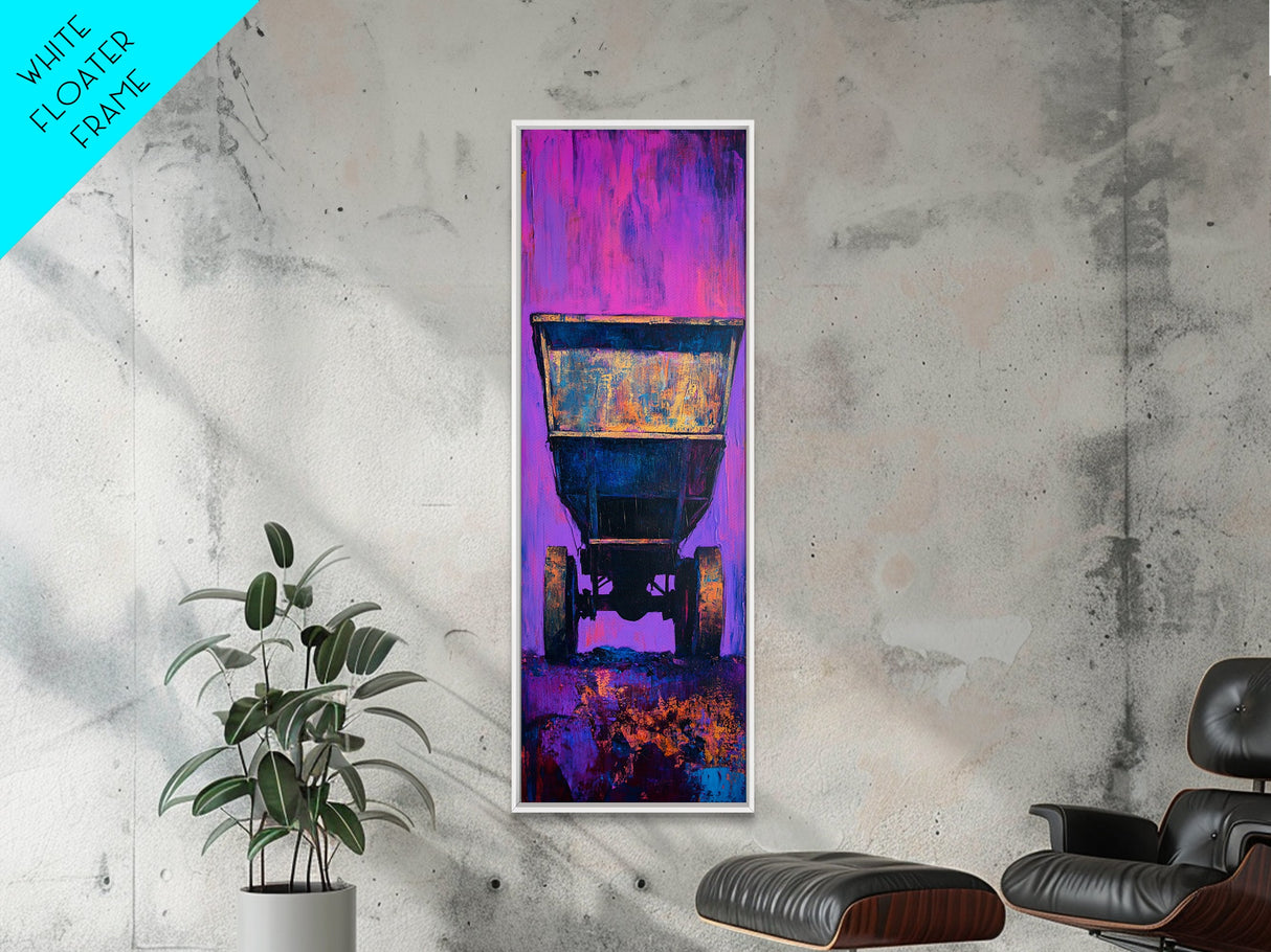 Abstract Mine Cart Framed Canvas Print custom car painting industrial decor rustic art moody art blotter art unique wall art extra wide art