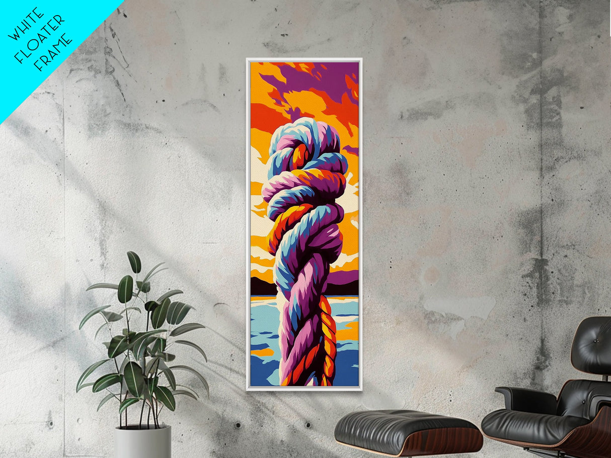 Nautical Knot at Sunset Framed Canvas Print coastal decor nautical painting ocean art coastal cowgirl wall art gift idea for her