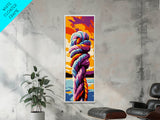 Nautical Knot at Sunset Framed Canvas Print coastal decor nautical painting ocean art coastal cowgirl wall art gift idea for her