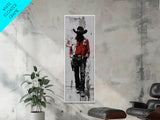 Gunslinger Cowboy Art, Framed Canvas Print, cowgirl painting, rustic wall art, moody art, gift idea, southwest wall art, vintage art