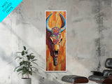 Vibrant Skull Art Framed Canvas Print, Western Wall Art, Skull Art, Boho Art, Southwest Decor, Moody Art, Rustic Wall Art, Halloween Art