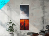 Moody Landscape Framed Canvas Print dark romance painting poppy wall art fall decor tall narrow art above bed wall art vertical wall art