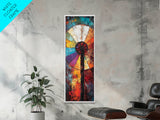 Vibrant Windmill Wall Art Canvas Print Rustic Farmhouse Art Colorful Abstract Painting Tall Skinny Art Living Room Art