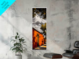 Southwest Adobe House Framed Canvas Print Rustic Wall Art Warm Earth Tone Painting Boho Wall Art Minimalist Art