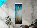 Golden Wheat Field Canvas Print Rustic Wall Art Vertical Landscape Painting Wabi Sabi Art Minimalist Art Tall Narrow Art