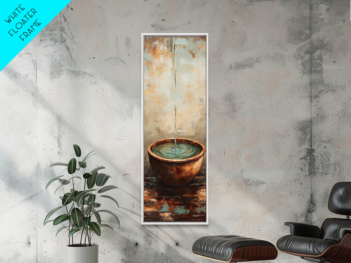 Rustic Water Fountain Zen Wall Art Framed Canvas Print Wabi Sabi Art Minimalist Art Above Bed Wall Art Farmhouse Art