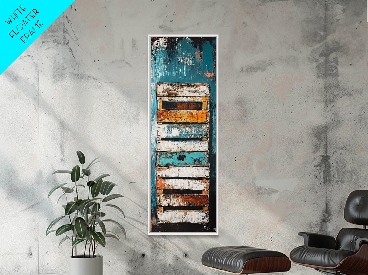 Weathered Wooden Door Rustic Decor Framed Canvas Print Wabi Sabi Art Farmhouse Art Long Narrow Wall Art Above Couch Art