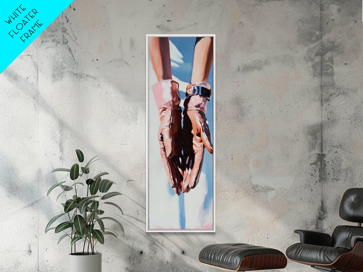Minimalist Gloves Art Canvas Print light pink wall art fashion-inspired painting modern aesthetic bedroom art unique gift idea