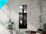 Lone Cowboy, Reflection Photography, Framed Canvas Print, Rustic Art, Moody Wall Art, Extra Wide Art, Southwest Wall Art