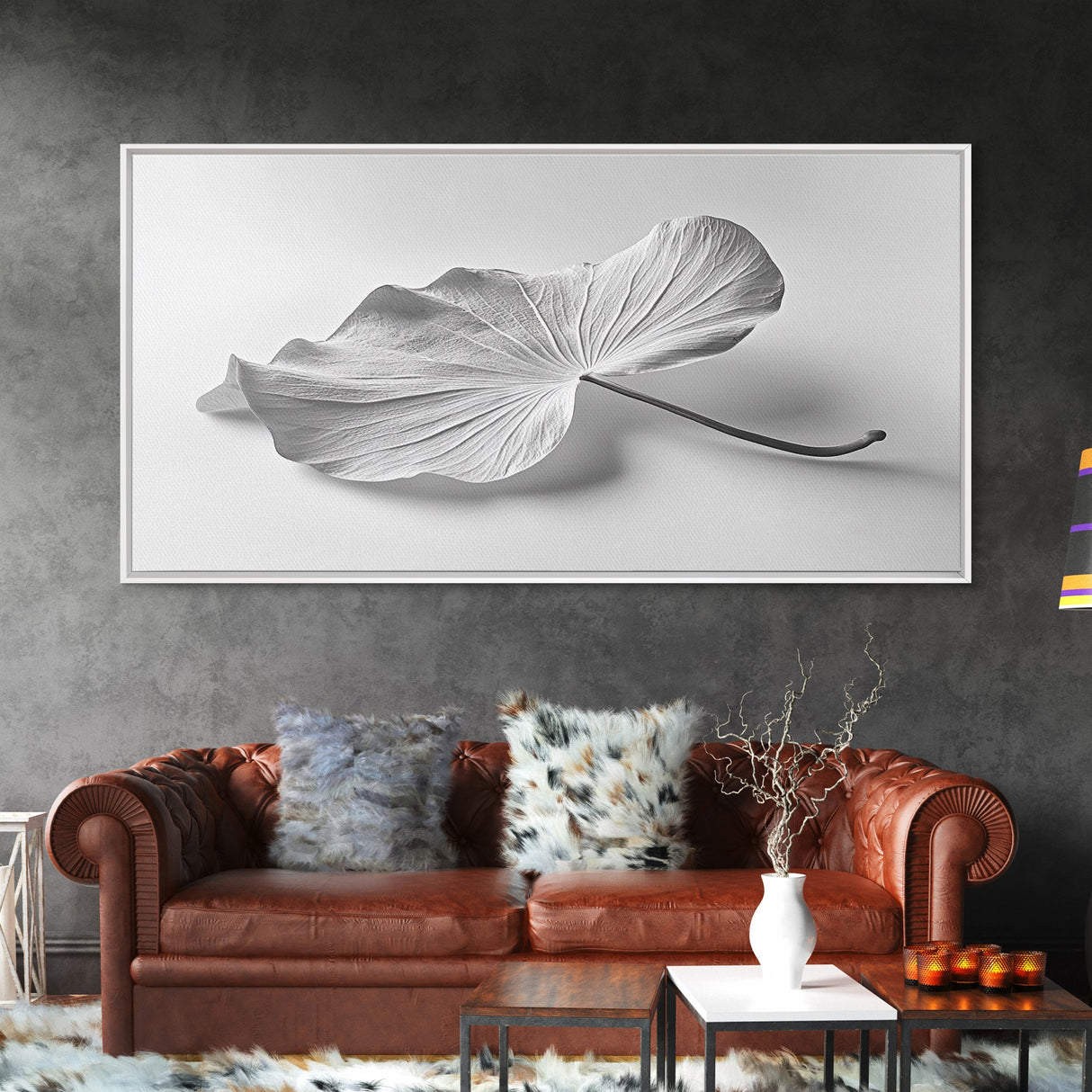 White Leaf, Botanical Prints, Minimalist Art, Wabi Sabi Wall Art, Monochrome Art, Modern Art, Living Room Art, Canvas Print
