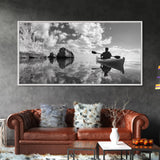 Kayak, Coastal Landscape Art, Nautical Painting, Extra Wide Art, Adventure Art, Seascape Painting, Panoramic Art, Canvas Print