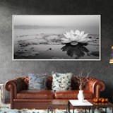 Lotus, Zen Wall Art, Minimalist Art, Coastal Landscape Art, Wabi Sabi Art, Panoramic Art, Moody Art, Framed Canvas Print