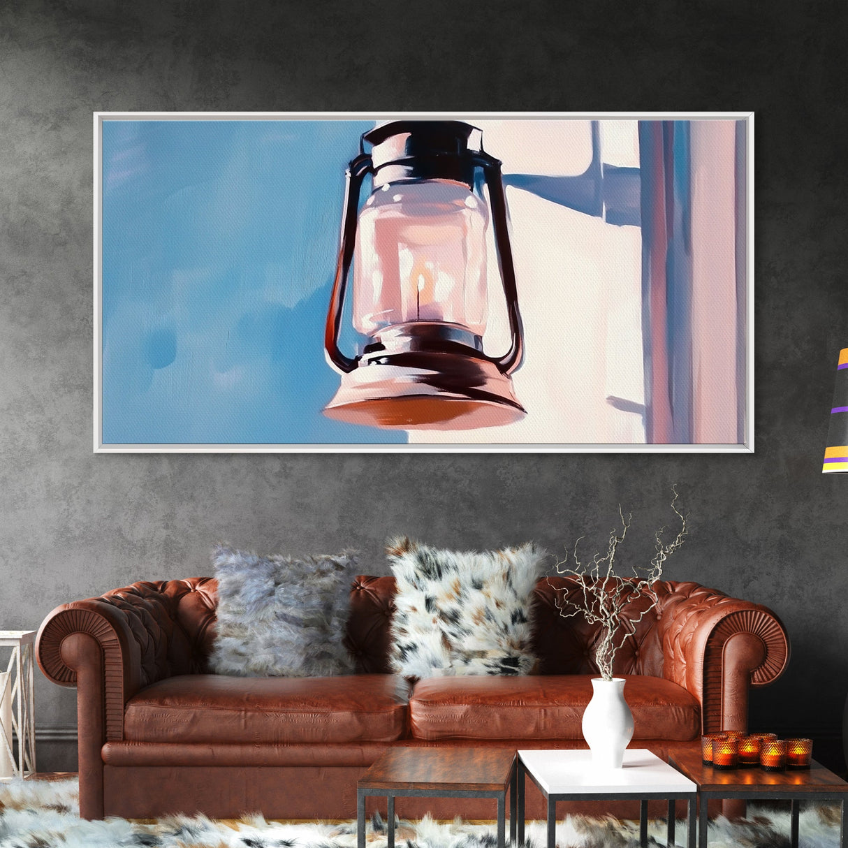 Lantern Painting, Rustic Decor, Farmhouse Art, Wabi Sabi Art, Southwest Wall Art, Moody Art, Light Pink Wall Art, Framed Canvas Print, Minimalist Art