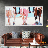 Cowboy Riders, vintage horse art, rustic wall art, western art, coastal cowgirl wall art, panoramic art, framed canvas print