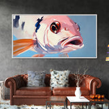 Koi Fish Painting, Light Pink Wall Art, Coastal Wall Art, Nautical Decor, Framed Canvas Print, Gift Idea, Living Room Art, Ocean Art