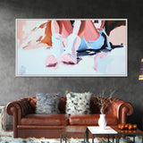 Cowgirl Boots, black cowgirl painting, rustic wall art, farmhouse decor, moody woman lying in bed painting, framed canvas print