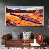 Fallen Arrow, rustic wall art, cowboy painting, southwest wall art, desert landscape, panoramic art, Framed Canvas Print, farmhouse decor, bold
