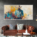Cowboy Art, Western Painting, Rustic Wall Art, Vintage Horse Art, Dark Romance Painting, Moody Art, Extra Wide Art, Framed Canvas Print