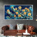 Cactus Bloom, Desert Flowers, Southwest Wall Art, Botanical Prints, Boho Art, Extra Wide Art, Bright Home Decor, Framed Canvas Print
