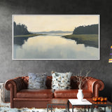 Marsh, Landscape Painting, Minimalist Art, Wabi Sabi Art, Moody Art, Guest Room Art, Above Bed Wall Art, Framed Canvas Print, Extra Wide Art