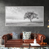 Solitary Tree, Minimalist Art, Landscape Painting, Oak Tree Art, Extra Wide Art, Moody Art, Wabi Sabi Wall Art, Framed Canvas Print