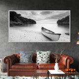 Rowboat, Seascape Painting, Nautical Wall Art, Extra Wide Art, Rustic Wall Art, Coastal Painting, Minimalist Art, Framed Canvas Print