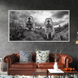 Prairie dogs, whimsical art, rustic wall art, farmhouse art, nature painting, extra wide art, above couch art, framed canvas print