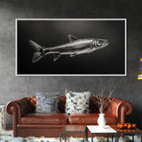 Trout, fish painting, fly fishing art, rustic decor, cabin wall art, nature painting, extra wide art, panoramic art, framed canvas print