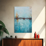 Barbed Wire, southwest wall art, rustic decor, teal wall art, minimalist art, original painting, gift idea for him, canvas print