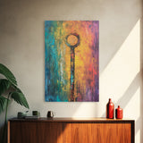 Abstract Key Painting, Bold Colorful Art, Wabi Sabi Wall Art, Southwest Wall Decor, Framed Canvas Print, Gift Idea, Modern Art