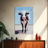 Longhorn Cow, Western Wall Art, Rustic Decor, Canvas Print, Southwest Wall Art, Farmhouse Art, Gift Idea, Living Room Art, Boho Art